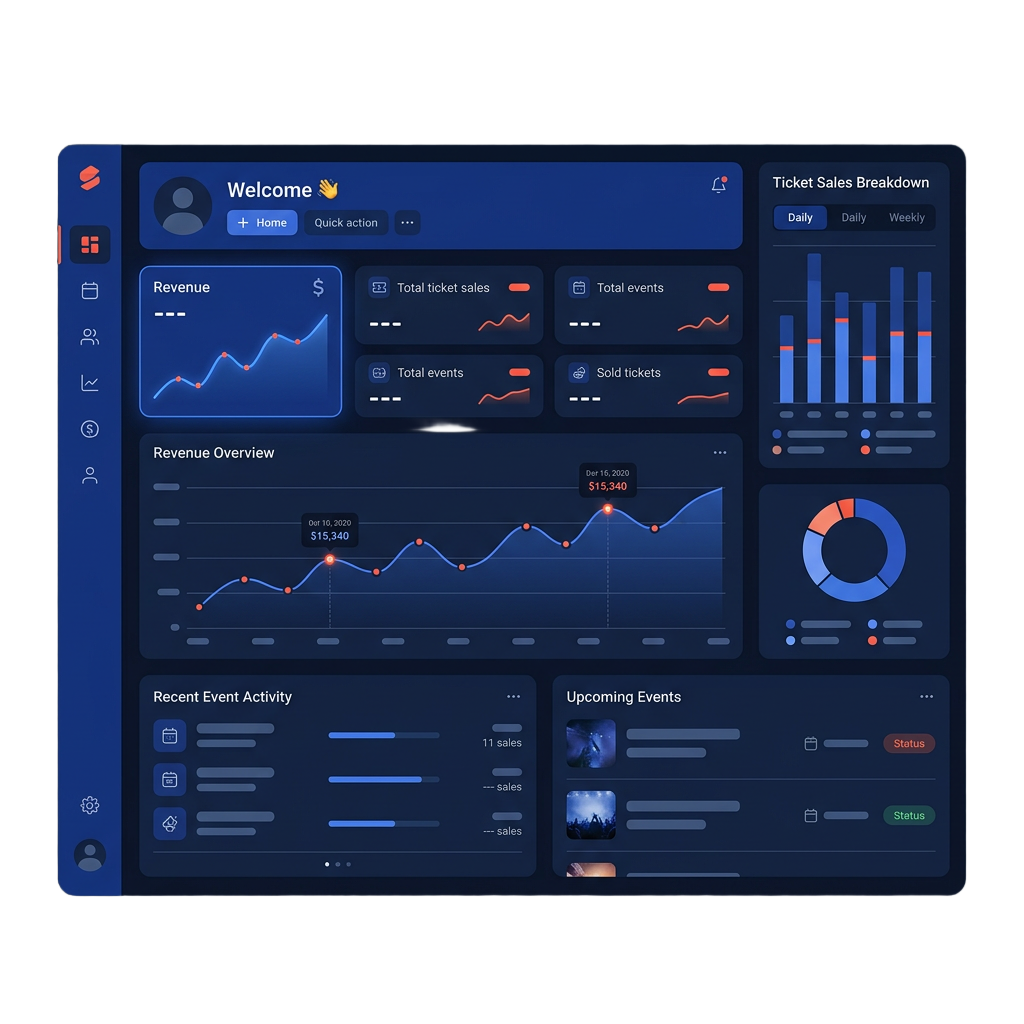 Tikkat.in organizer dashboard showing ticket sales and check-in analytics